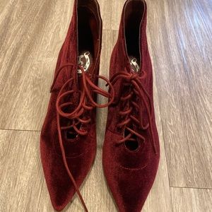 Miss L Fire Velvet block heel shoe